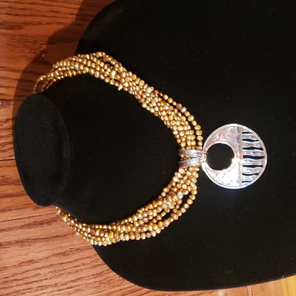 Silpada 8 Strand Gold Freshwater Pearl Necklace - Picture 2 of 3